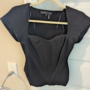 Endless Rose Black Ribbed Blouse